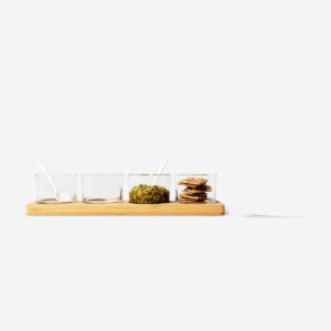 Wooden tray with serving bowls and spoons - Image 3