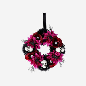 Wreath with flowers and skulls - 20 cm - Image 1
